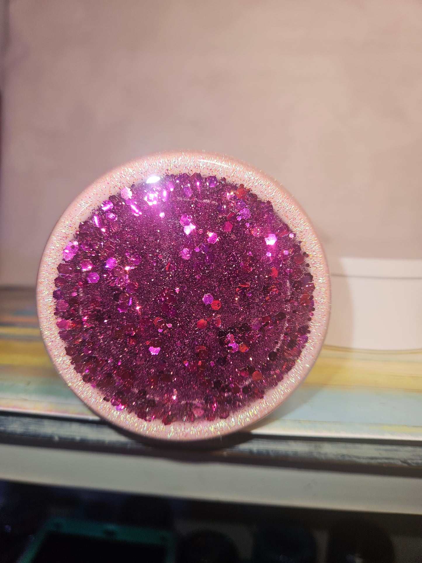 24 oz Plump Pink Glitter base Tumbler "Just One More Chapter"