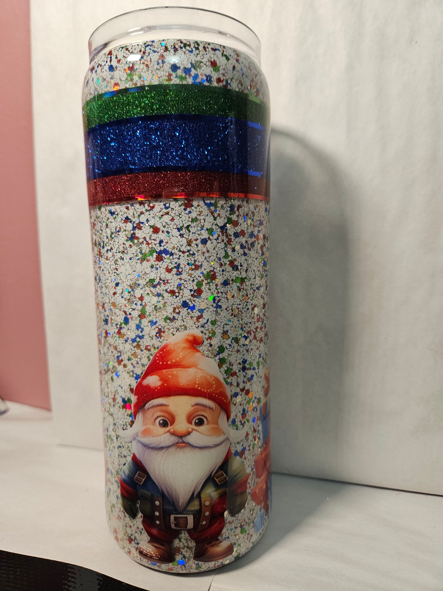 20 oz Christmas Santa and Elves Glitter base Tumbler