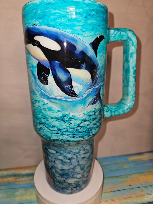 40 oz Ocean Orca Travel Mug