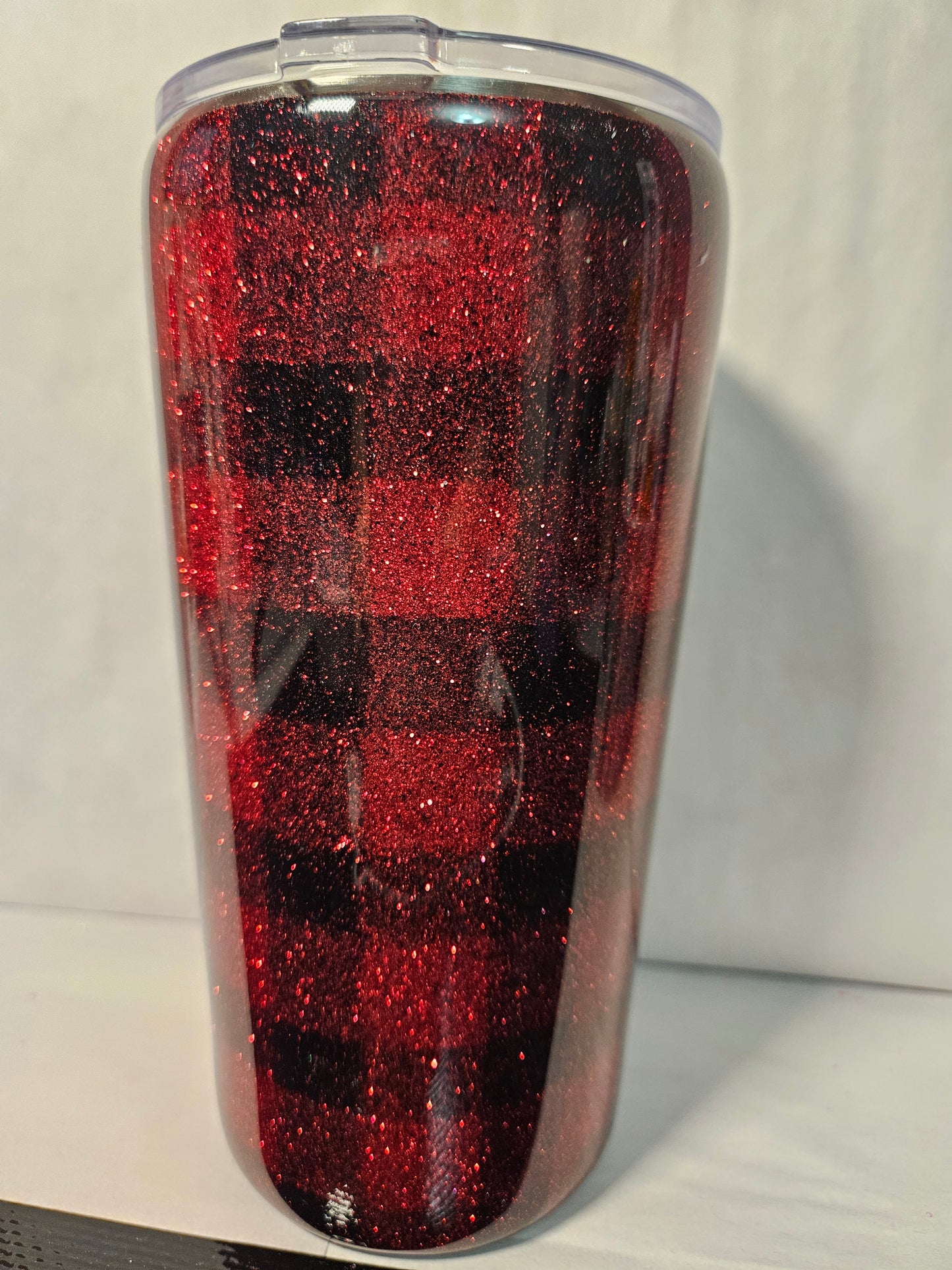 22 oz Bufflao Plaid Red/Black Glitter base with Snowman in Truck Holiday, Christmas, Winter