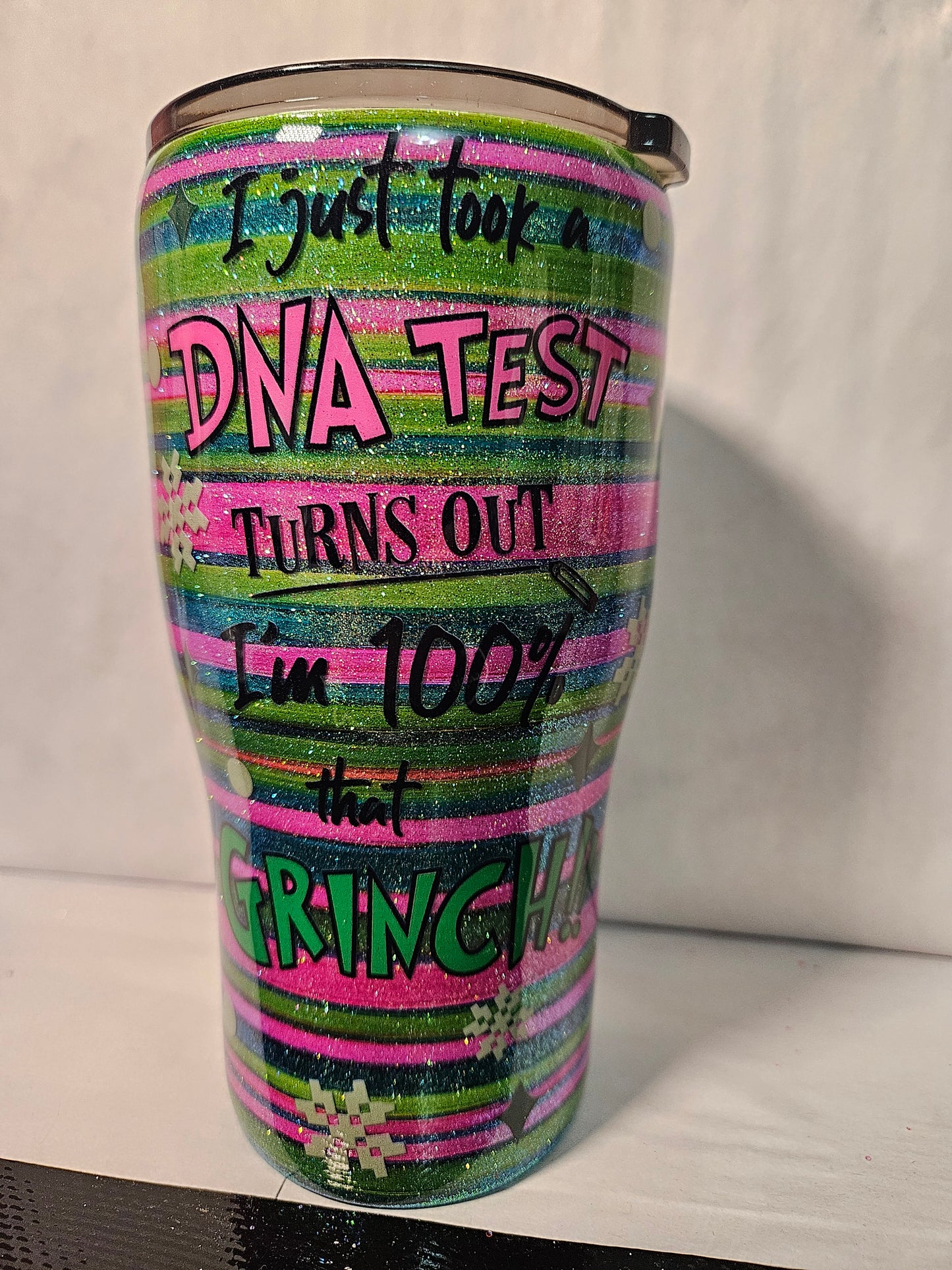 20 oz Modern Curve Christmas Grinch Serape Tumbler Pink and Green