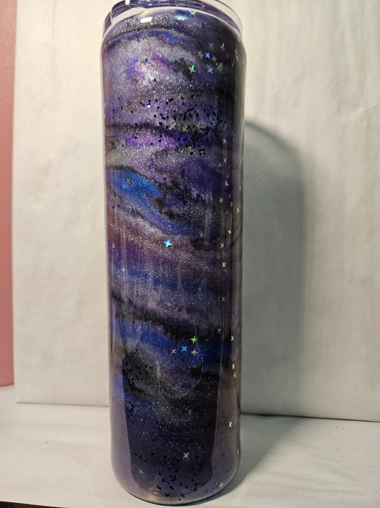 30 oz Shimmering Purple and Blue galaxy with stars