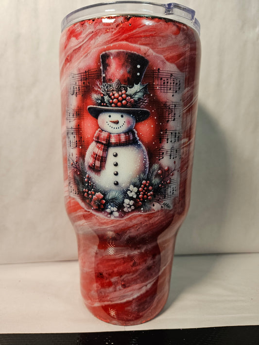 24 oz. Red/White Snowman Holiday, Christmas, Winter